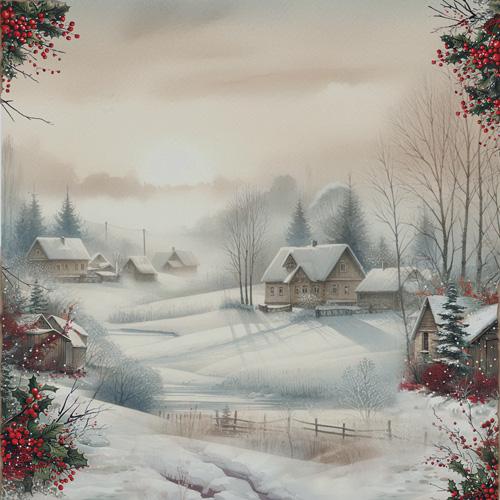 Nostalgic Christmas Scrapbook Paper 8x8, 10 Double Sided Sheets, Vintage Christmas Paper, Junk Journal Supplies