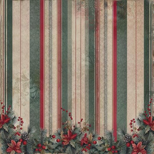 Nostalgic Christmas Scrapbook Paper 8x8, 10 Double Sided Sheets, Vintage Christmas Paper, Junk Journal Supplies