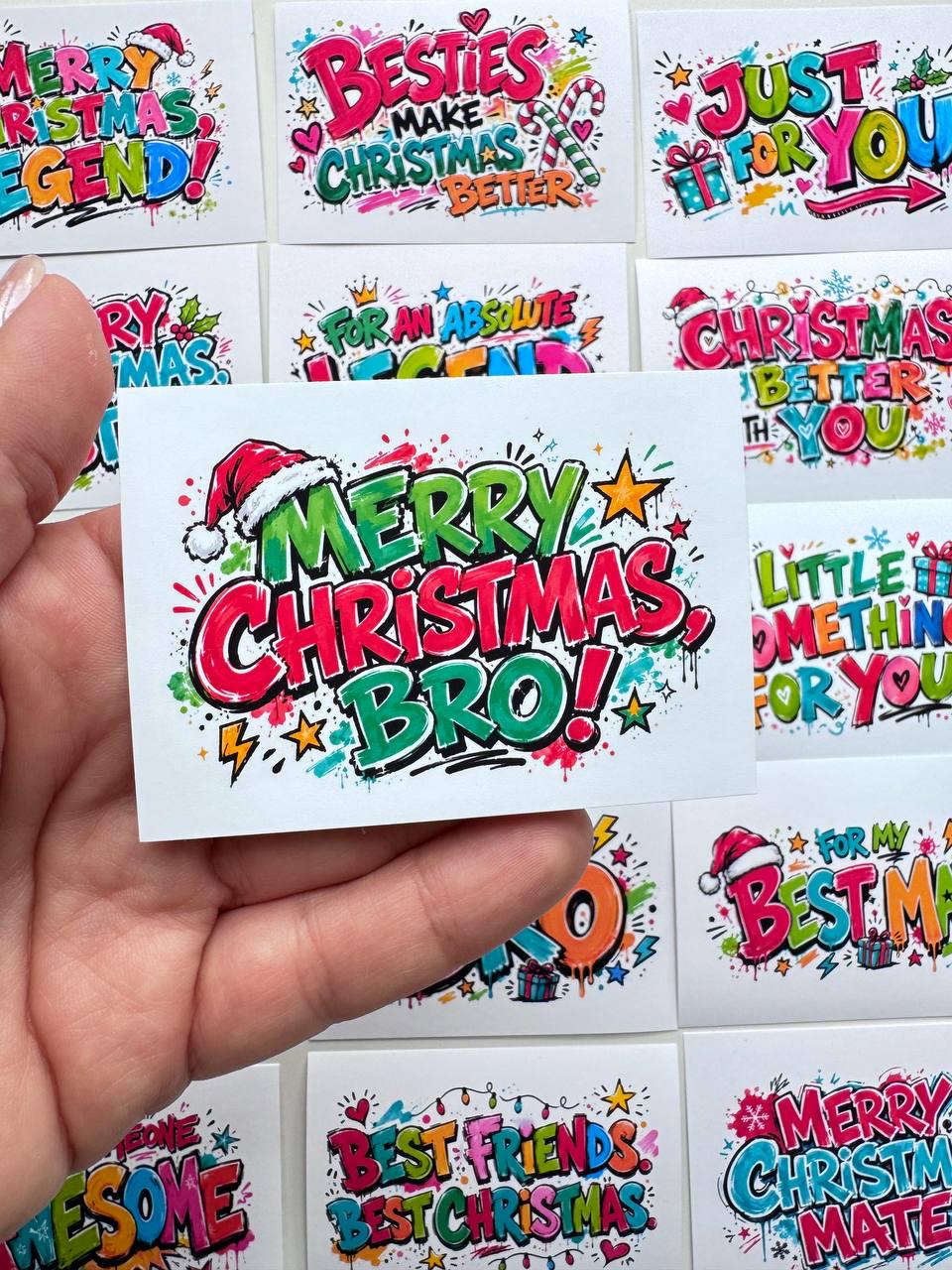16 Christmas Graffiti Stickers, Funny Gift Label Stickers for Friends, Bestie & Bro, Holiday Scrapbook Journal Stickers UK