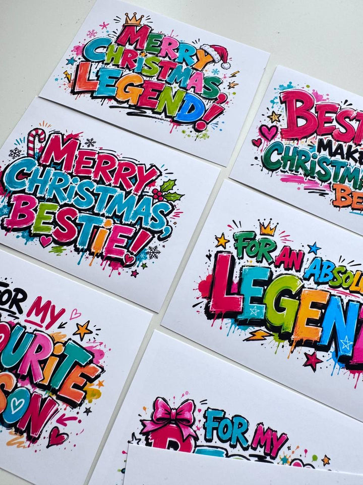 16 Christmas Graffiti Stickers, Funny Gift Label Stickers for Friends, Bestie & Bro, Holiday Scrapbook Journal Stickers UK