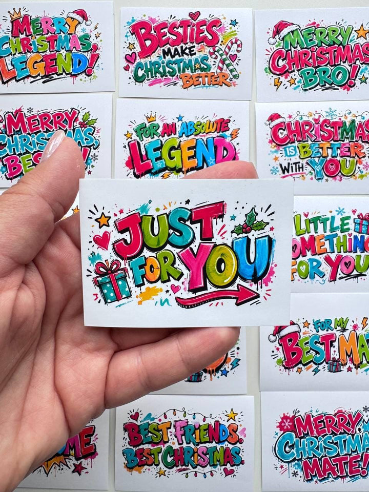 16 Christmas Graffiti Stickers, Funny Gift Label Stickers for Friends, Bestie & Bro, Holiday Scrapbook Journal Stickers UK