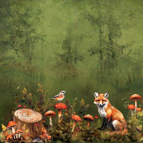 Bright Autumn Scrapbook Paper 8x8, Double Sided Autumn Paper, Fall Botanical Junk Journal Card Making Supplies