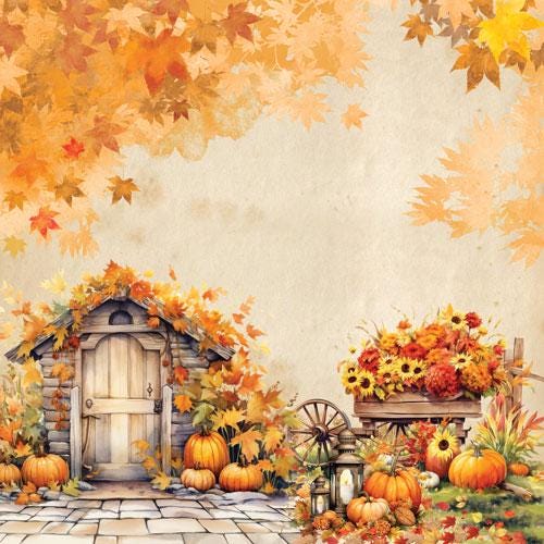 Bright Autumn Scrapbook Paper 8x8, Double Sided Autumn Paper, Fall Botanical Junk Journal Card Making Supplies
