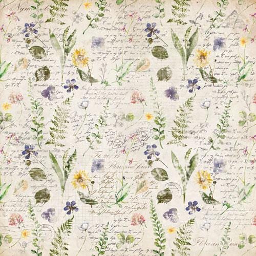 Summer Botanical Story Scrapbook Paper 8x8, Double Sided Vintage Botanical Paper, Junk Journal Craft Supplies