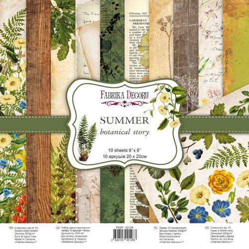 Summer Botanical Story Scrapbook Paper 8x8, Double Sided Vintage Botanical Paper, Junk Journal Craft Supplies