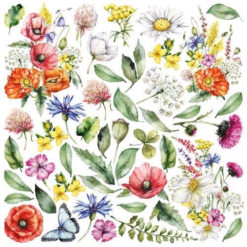 Floral Sentiments Scrapbook Paper 8x8, Floral Botanical Paper, 10 Double Sided Sheets, Junk Journal & Card Making Supplies