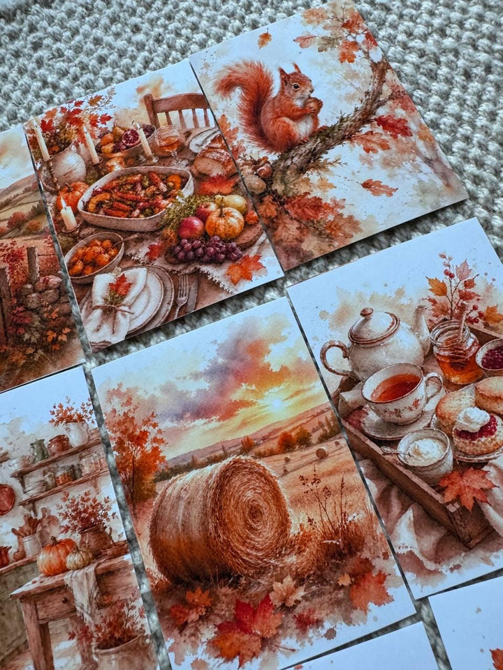 16 Autumn Watercolor Stickers, Cozy Fall Journal Stickers, Cottagecore Scrapbook Stickers, Harvest Planner Stickers UK Set