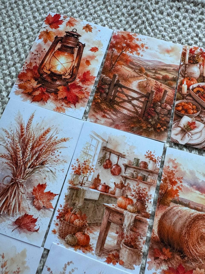 16 Autumn Watercolor Stickers, Cozy Fall Journal Stickers, Cottagecore Scrapbook Stickers, Harvest Planner Stickers UK Set