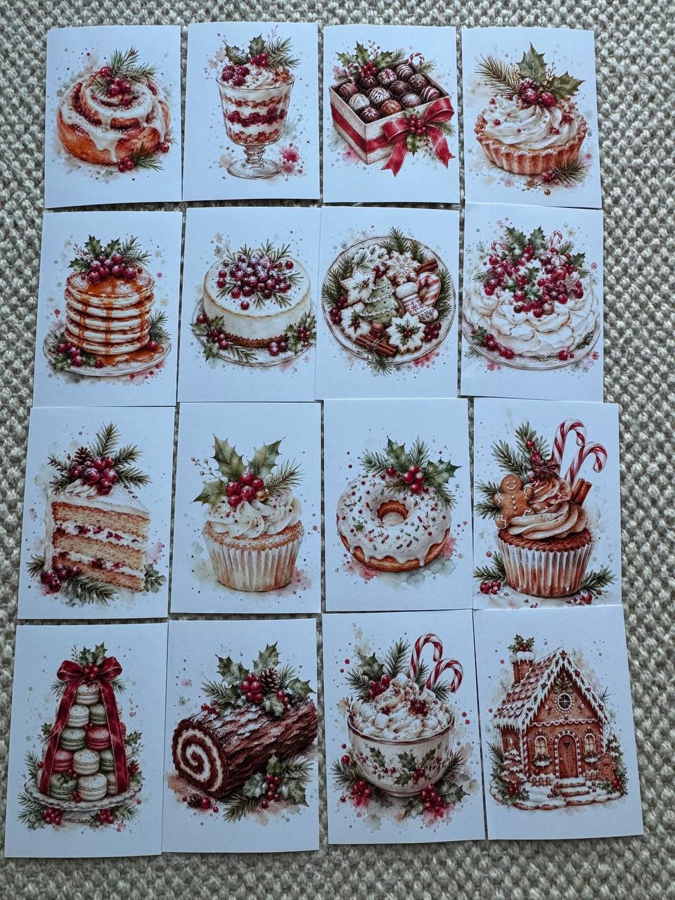 16 Christmas Dessert Stickers, Watercolor Holiday Baking Stickers, Gingerbread Scrapbook Stickers, Cozy Journal Stickers UK