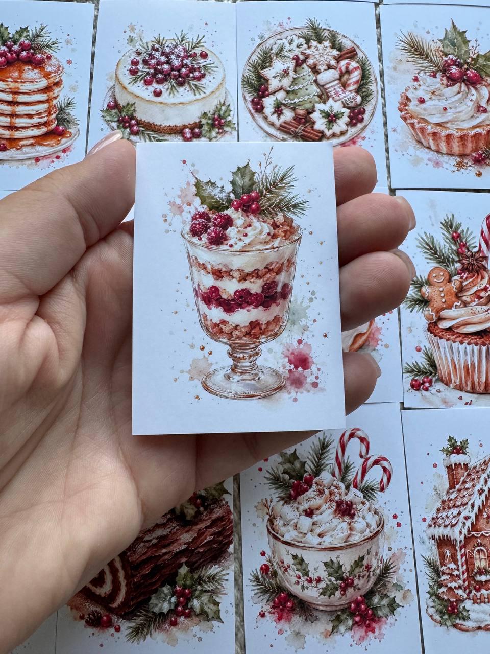 16 Christmas Dessert Stickers, Watercolor Holiday Baking Stickers, Gingerbread Scrapbook Stickers, Cozy Journal Stickers UK