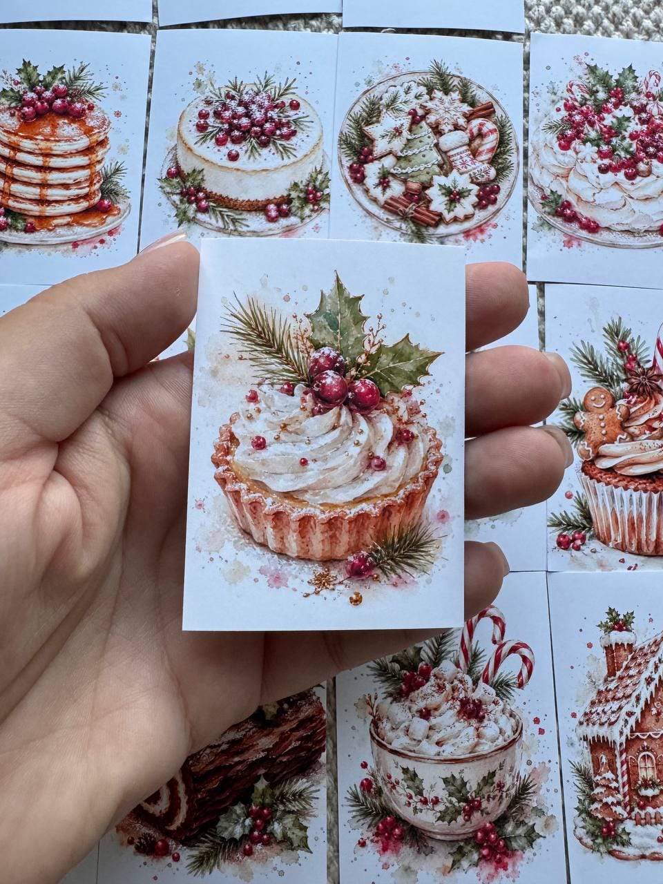 16 Christmas Dessert Stickers, Watercolor Holiday Baking Stickers, Gingerbread Scrapbook Stickers, Cozy Journal Stickers UK