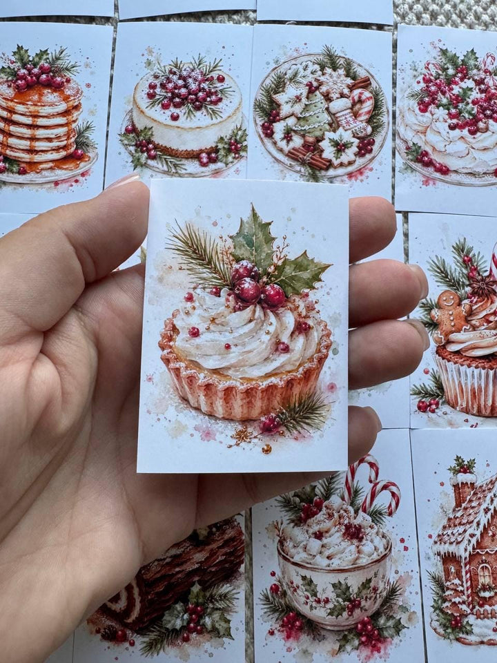 16 Christmas Dessert Stickers, Watercolor Holiday Baking Stickers, Gingerbread Scrapbook Stickers, Cozy Journal Stickers UK