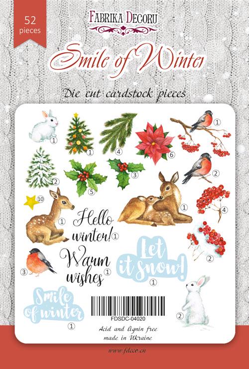 Winter Die Cuts 52 pcs, Christmas Cardstock Ephemera, Winter Animals & Birds, Scrapbooking Supplies, NOT Stickers, No Adhesive
