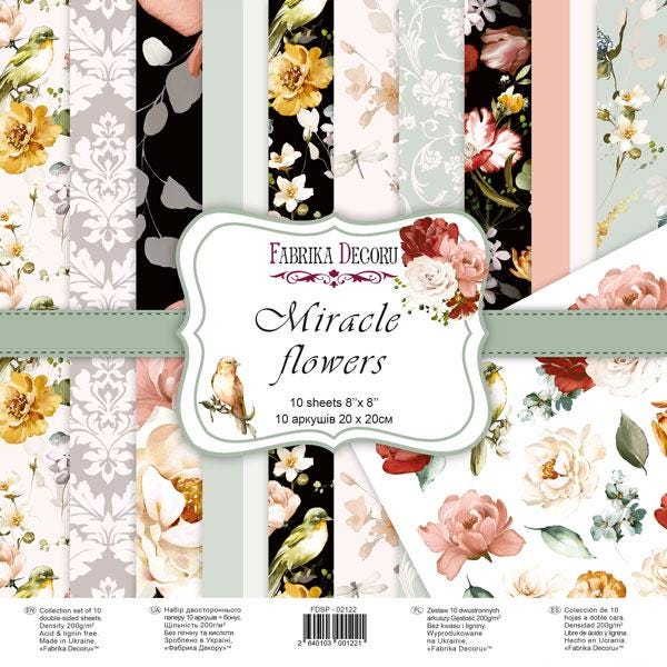 Miracle Flowers Scrapbook Paper 8x8, Floral Botanical Paper, 10 Double Sided Sheets, Junk Journal, Card Making & Craft Supplies
