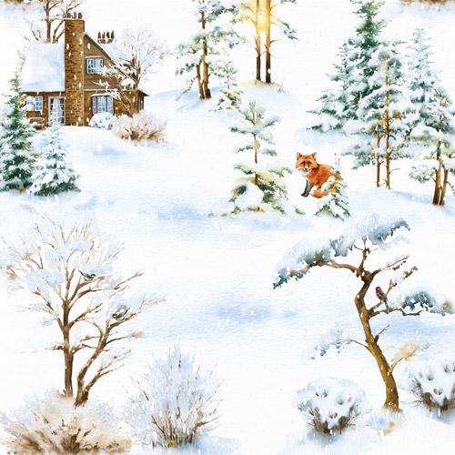 Country Winter Scrapbook Paper 8x8, Winter Woodland Paper, 10 Double Sided Sheets, Christmas Junk Journal & Card Making Supplies