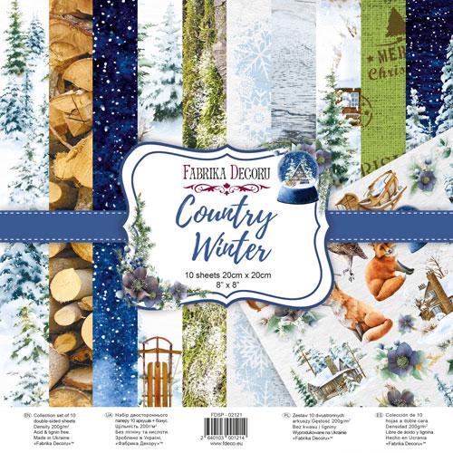 Country Winter Scrapbook Paper 8x8, Winter Woodland Paper, 10 Double Sided Sheets, Christmas Junk Journal & Card Making Supplies