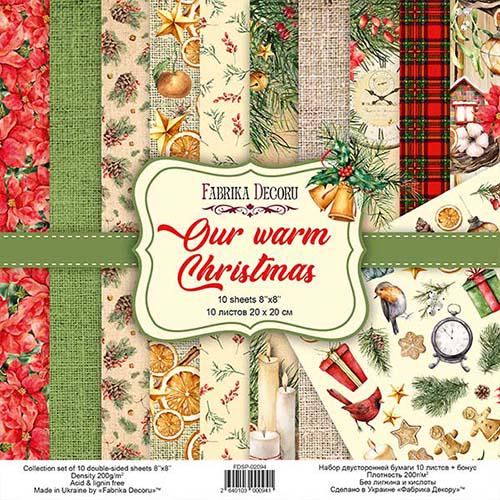 Our Warm Christmas Scrapbook Paper 8x8, Double Sided Christmas Paper, Junk Journal Card Making Craft Supplies