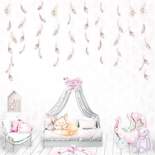Funny Fox Girl Scrapbook Paper 8x8, 10 Double Sided Sheets, Cute Fox Paper, Baby Girl Album, Junk Journal, Card Making