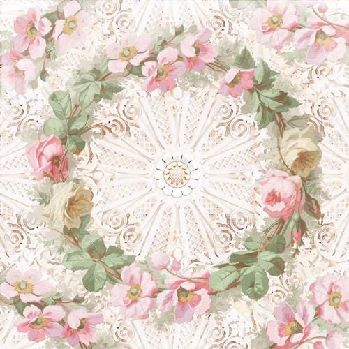 Nostalgia Scrapbook Paper 8x8, Double Sided Vintage Floral Paper, Shabby Chic Junk Journal Craft Supplies