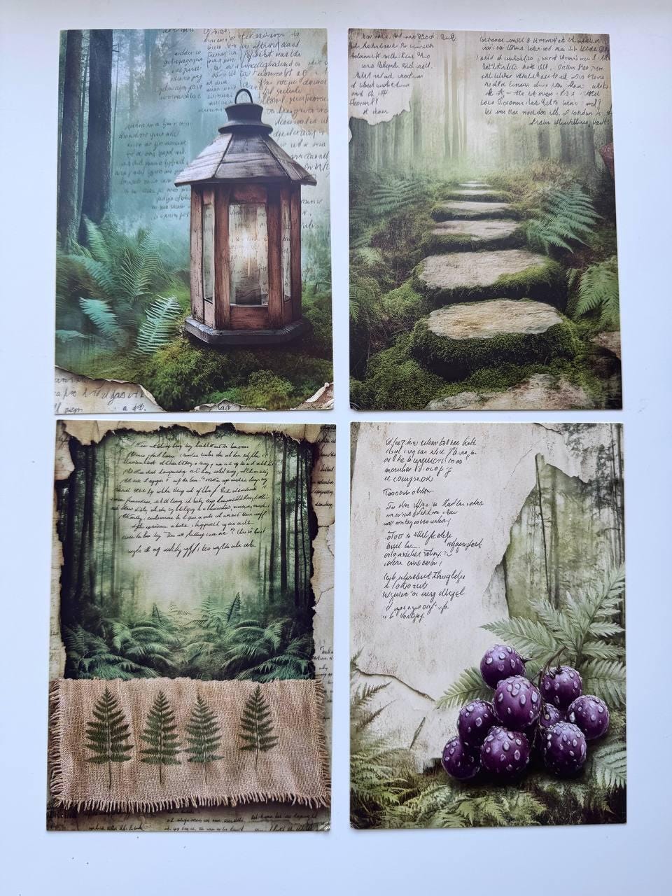 Set of 20 Woodland Forest Postcards 14.5 x 10 cm, Mushroom Botanical Cards, Vintage Nature Ephemera for Junk Journal Scrapbooking