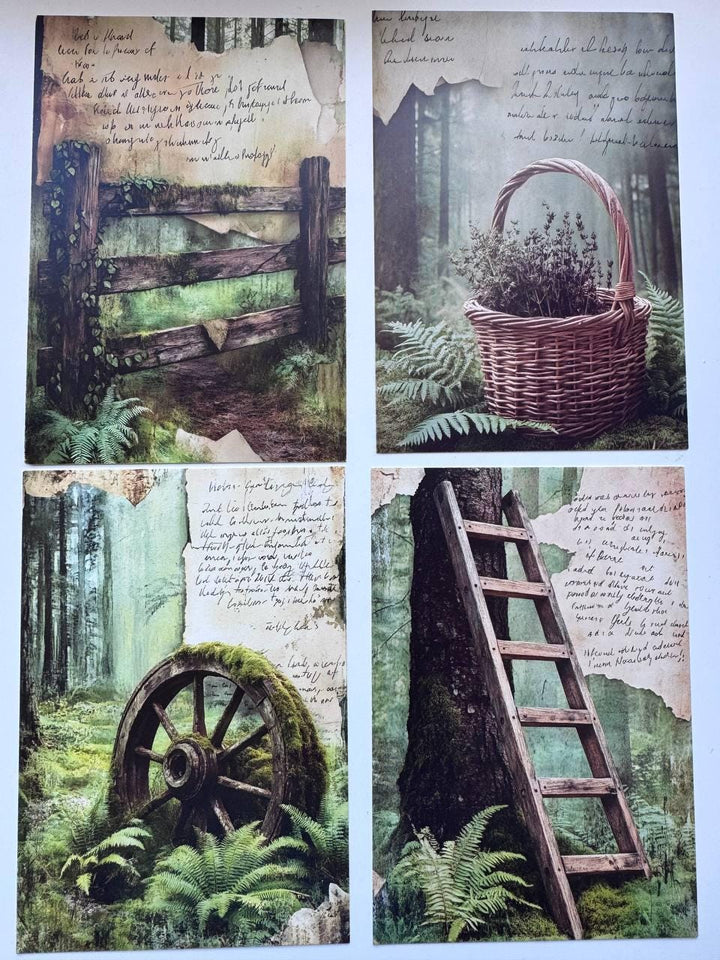 Set of 20 Woodland Forest Postcards 14.5 x 10 cm, Mushroom Botanical Cards, Vintage Nature Ephemera for Junk Journal Scrapbooking