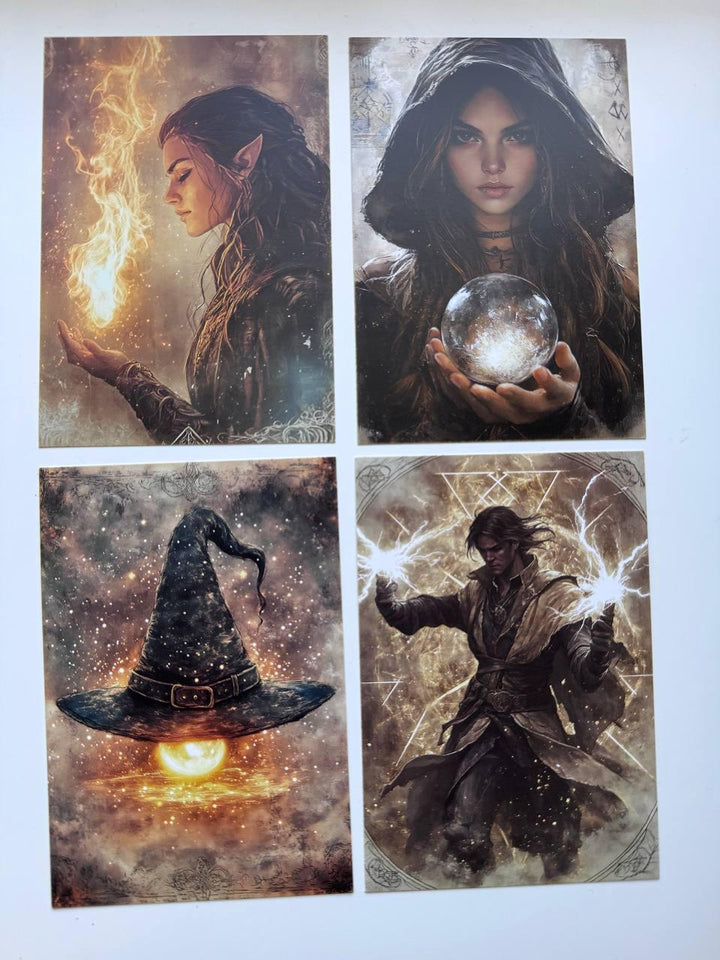 Set of 20 Fantasy Wizard Postcards 14.5 x 10 cm, Magic Witch Cards, Dark Academia Ephemera, Junk Journal Scrapbooking Supplies