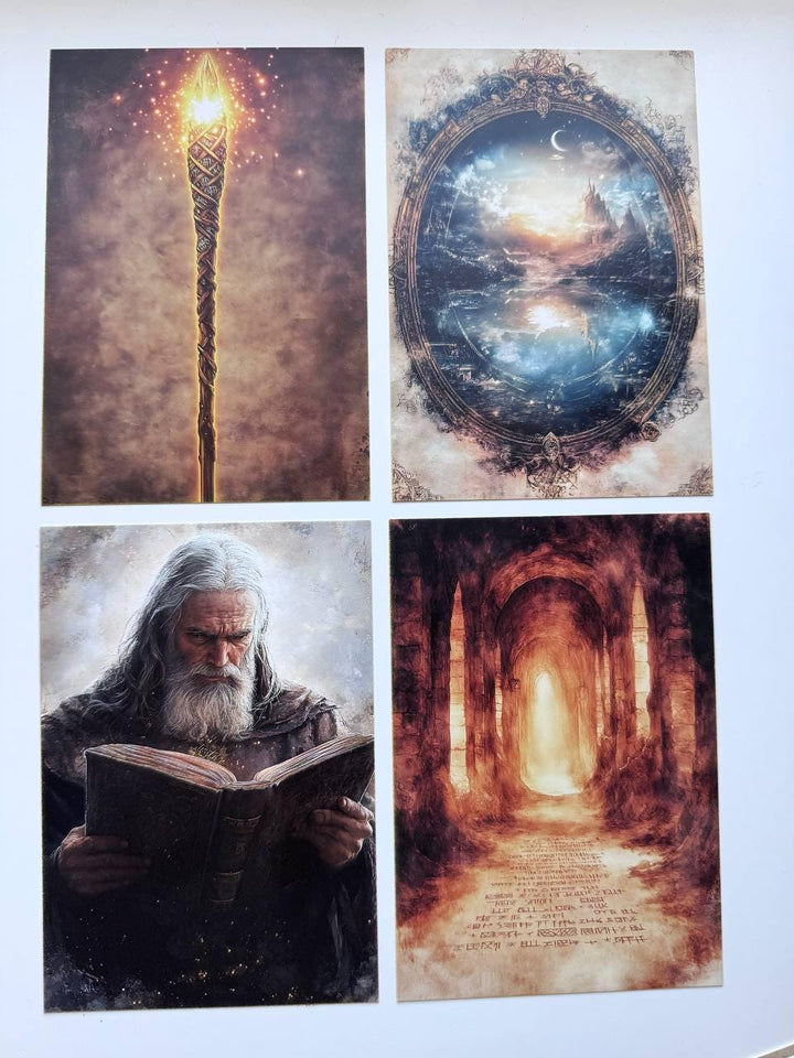 Set of 20 Fantasy Wizard Postcards 14.5 x 10 cm, Magic Witch Cards, Dark Academia Ephemera, Junk Journal Scrapbooking Supplies