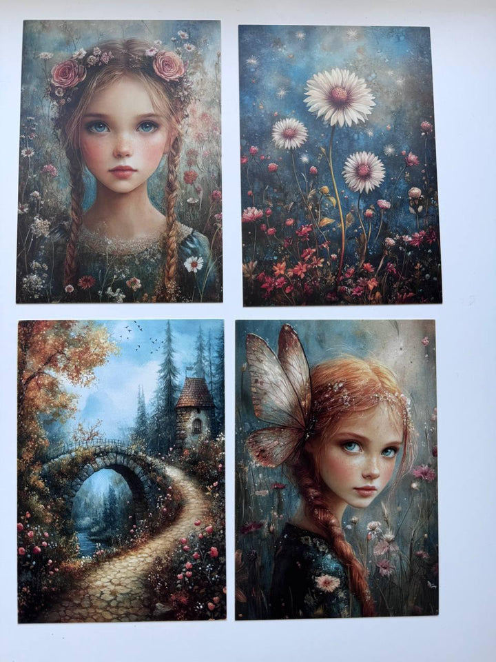 Set of 20 Enchanted Forest Postcards 14.5 x 10 cm, Fairy Woodland Cards, Fantasy Nature Ephemera, Junk Journal Scrapbooking Supplies