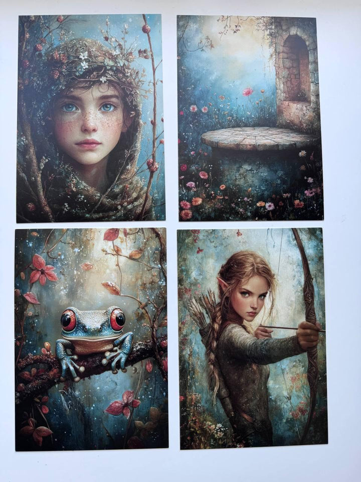 Set of 20 Enchanted Forest Postcards 14.5 x 10 cm, Fairy Woodland Cards, Fantasy Nature Ephemera, Junk Journal Scrapbooking Supplies