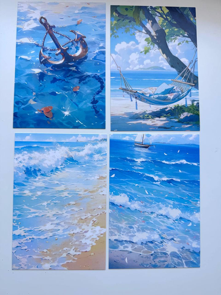 Set of 20 Ocean Postcards 14.5 x 10 cm, Sea Turtle Shark Jellyfish Cards, Nautical Ephemera, Junk Journal Scrapbooking Supplies