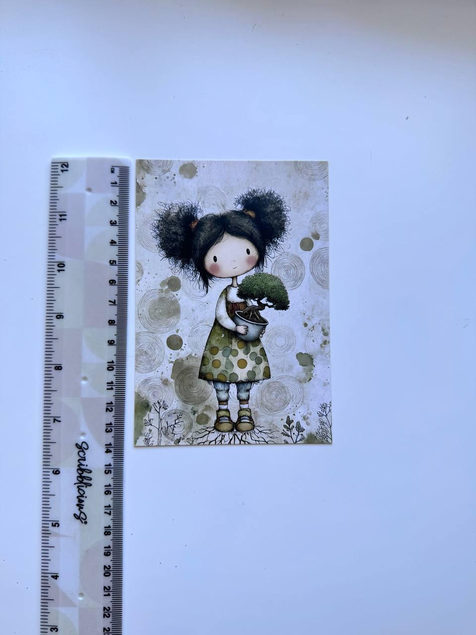 Set of 20 Cute Woodland Postcards 14.5 x 10 cm, Whimsical Girls Animals Birds, Cottagecore Ephemera, Junk Journal Scrapbooking Cards