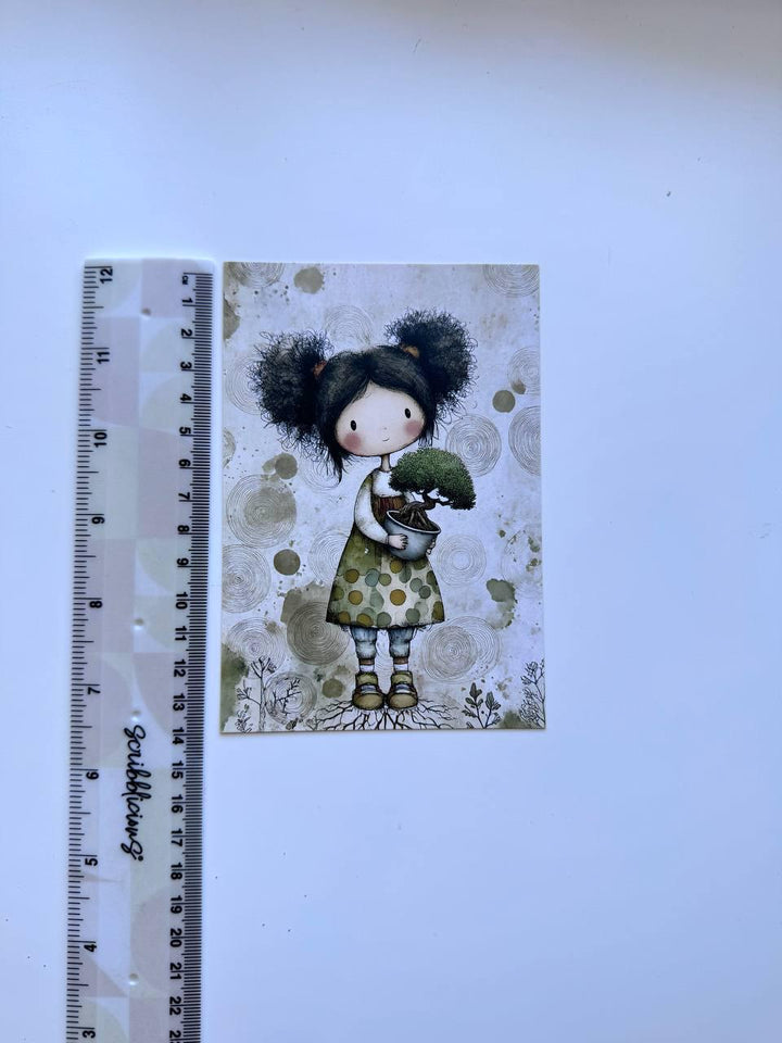 Set of 20 Cute Woodland Postcards 14.5 x 10 cm, Whimsical Girls Animals Birds, Cottagecore Ephemera, Junk Journal Scrapbooking Cards