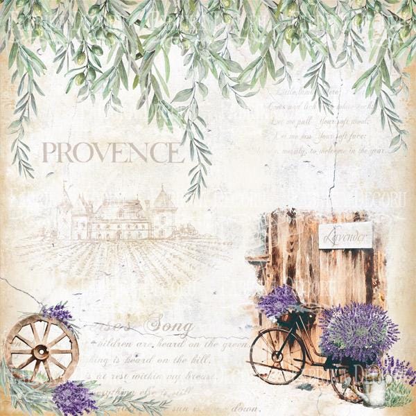 Journey to Provence Scrapbook Paper 8x8, Lavender Double Sided Paper, Junk Journal Card Making Craft Supplies