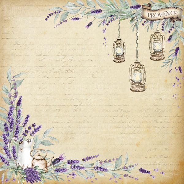 Journey to Provence Scrapbook Paper 8x8, Lavender Double Sided Paper, Junk Journal Card Making Craft Supplies