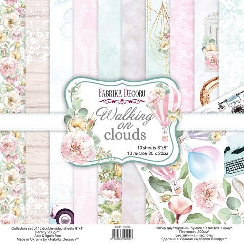 Walking on Clouds Scrapbook Paper 8x8 Inch, 10 Double Sided Sheets, Floral Craft Paper, Junk Journal and Card Making Supplies