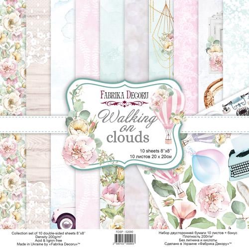 Walking on Clouds Scrapbook Paper 8x8 Inch, 10 Double Sided Sheets, Floral Craft Paper, Junk Journal and Card Making Supplies