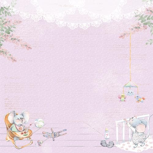 My Little Mousy Girl Scrapbook Paper 8x8 Inch, 10 Double Sided Sheets, Baby Girl Paper, Card Making, Junk Journal Supplies