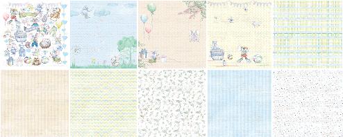 My Little Mousy Boy Scrapbook Paper 8x8 Inch, 10 Double Sided Sheets, Baby Boy Paper, Card Making, Junk Journal Supplies