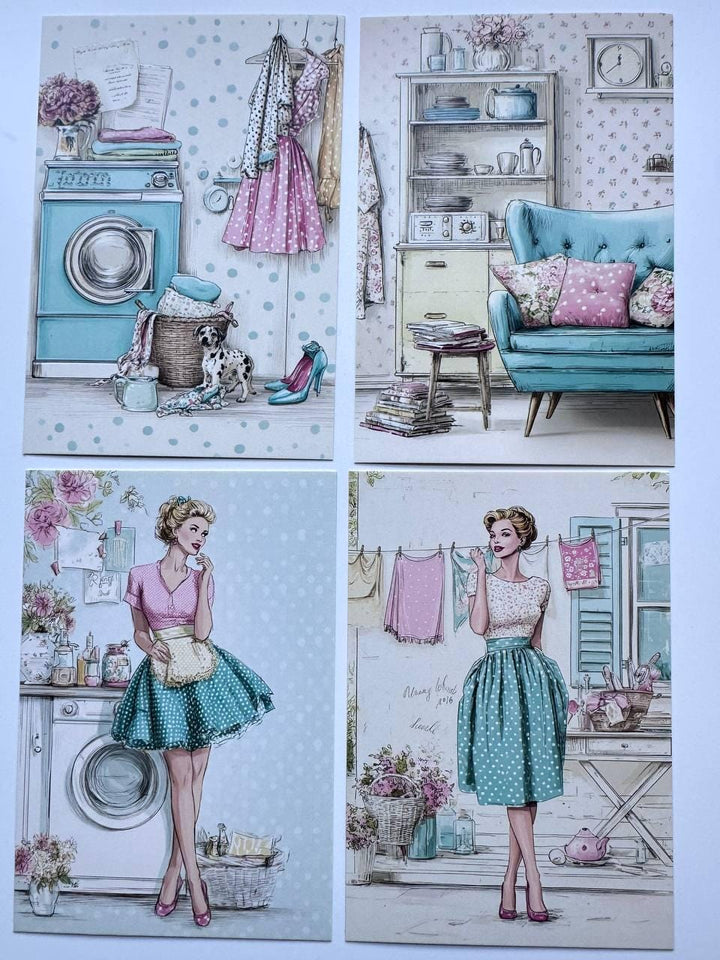 Set of 20 Vintage Shabby Chic Postcards, Retro Ephemera Pack, Junk Journal Cards, Cottagecore Scrapbook Paper, Collage Cards, 10x15 cm