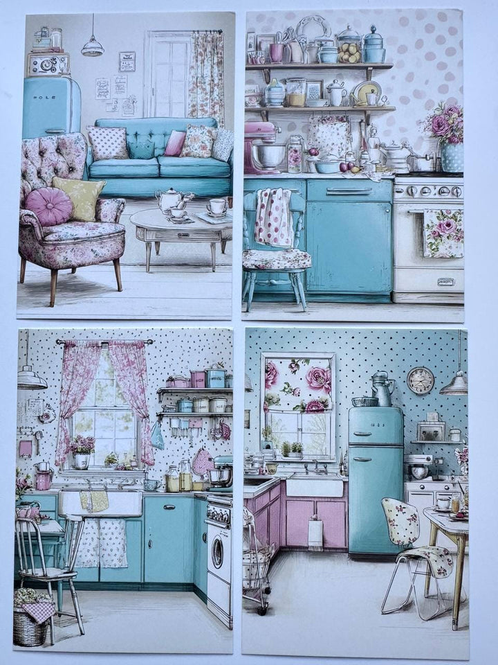 Set of 20 Vintage Shabby Chic Postcards, Retro Ephemera Pack, Junk Journal Cards, Cottagecore Scrapbook Paper, Collage Cards, 10x15 cm