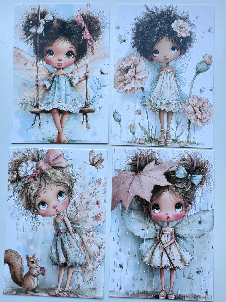 Set of 20 Fairy Postcards Set, Whimsical Fairy Ephemera, Junk Journal Cards, Cottagecore Scrapbook Paper, Fantasy Art Cards 10x15 cm