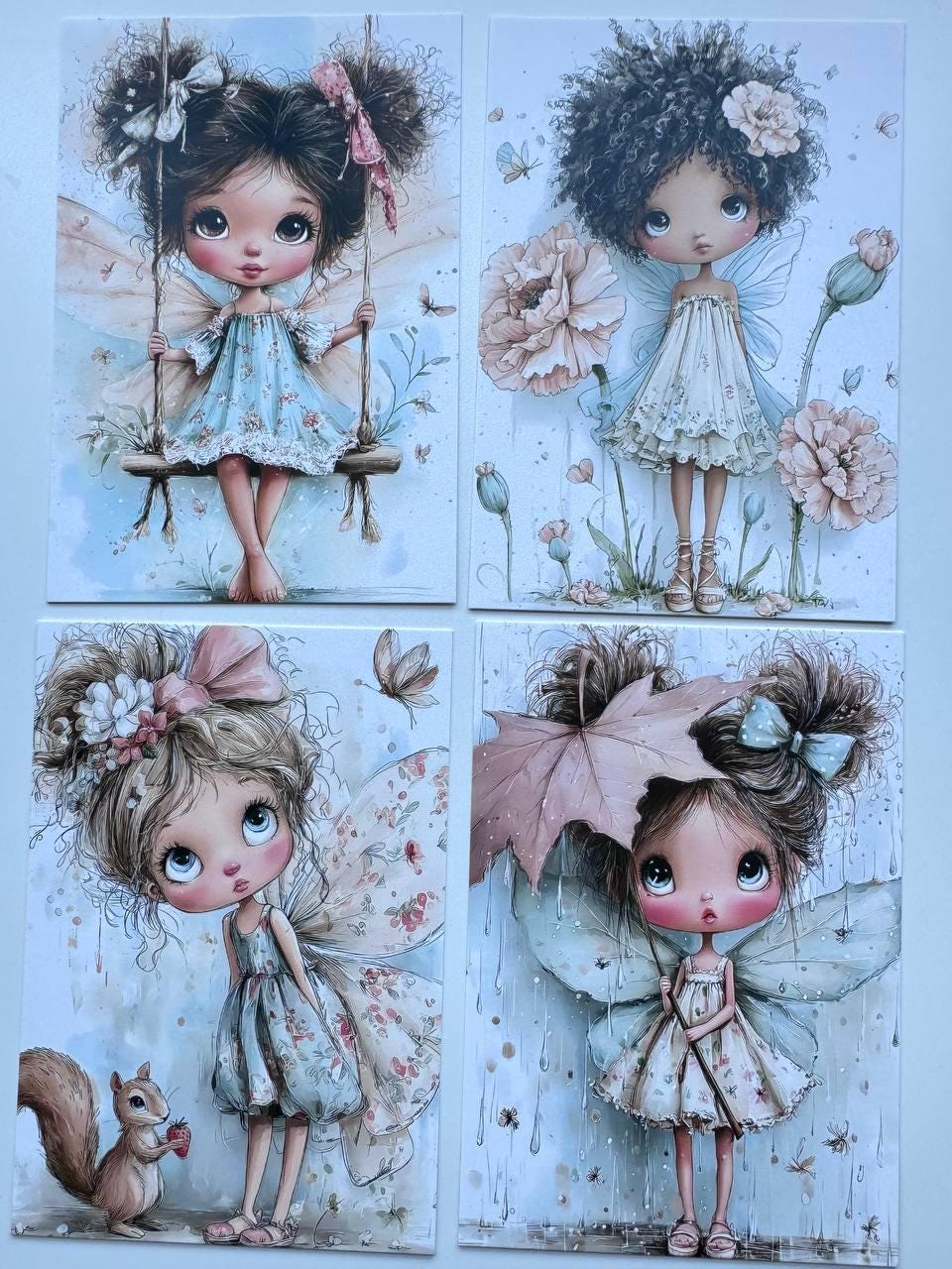 Set of 20 Fairy Postcards Set, Whimsical Fairy Ephemera, Junk Journal Cards, Cottagecore Scrapbook Paper, Fantasy Art Cards 10x15 cm