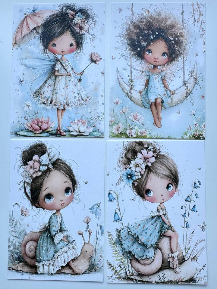 Set of 20 Fairy Postcards Set, Whimsical Fairy Ephemera, Junk Journal Cards, Cottagecore Scrapbook Paper, Fantasy Art Cards 10x15 cm