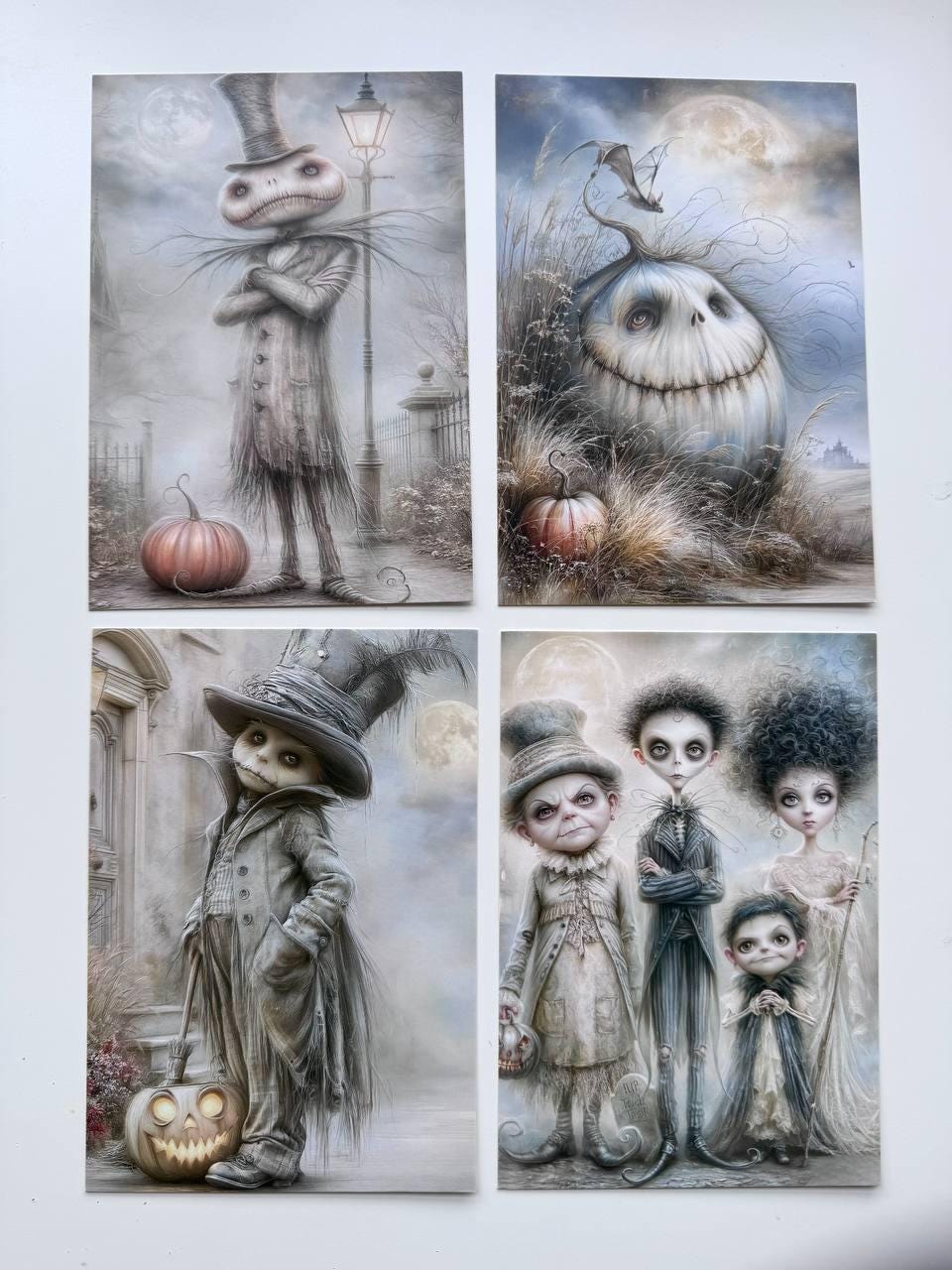 Set of 20 Halloween Gothic Postcards, Spooky Witch Cards, Haunted House Ephemera, Junk Journal Supplies, Dark Gothic Scrapbooking