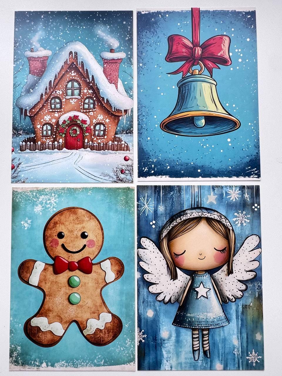 Set of 20 Christmas Cards, Winter Junk Journal Cards, Cute Christmas Ephemera, Scrapbooking Supplies, Festive Paper Craft, Santa Cards