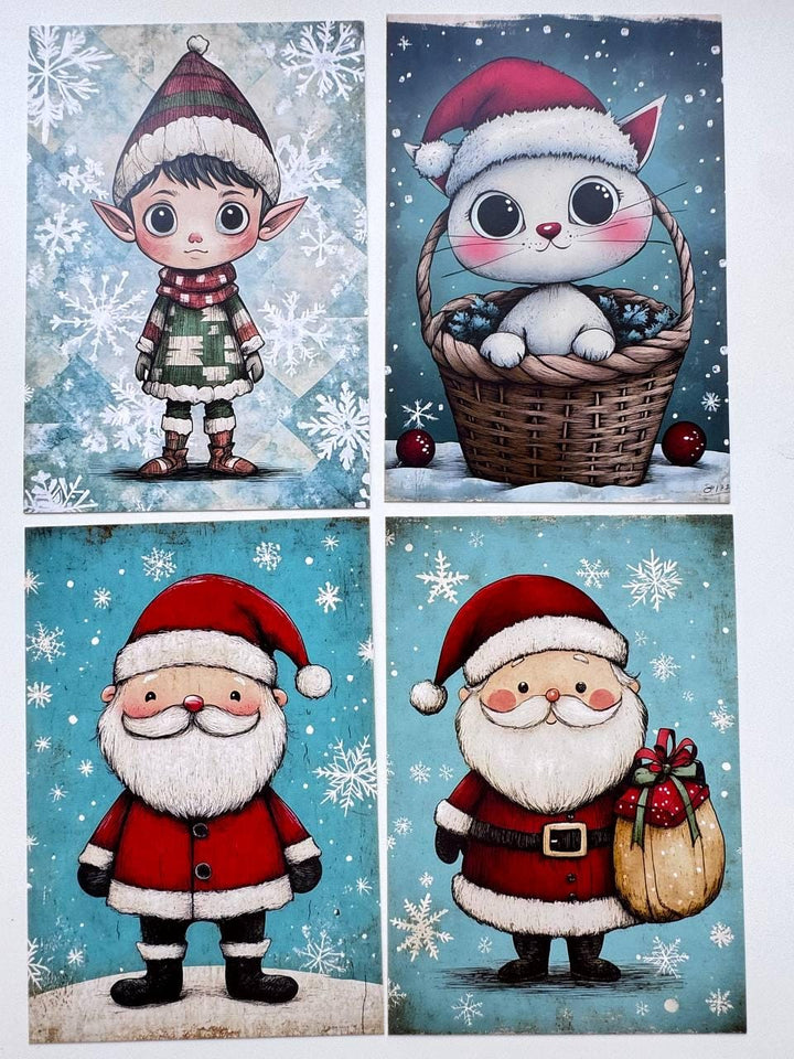 Set of 20 Christmas Cards, Winter Junk Journal Cards, Cute Christmas Ephemera, Scrapbooking Supplies, Festive Paper Craft, Santa Cards