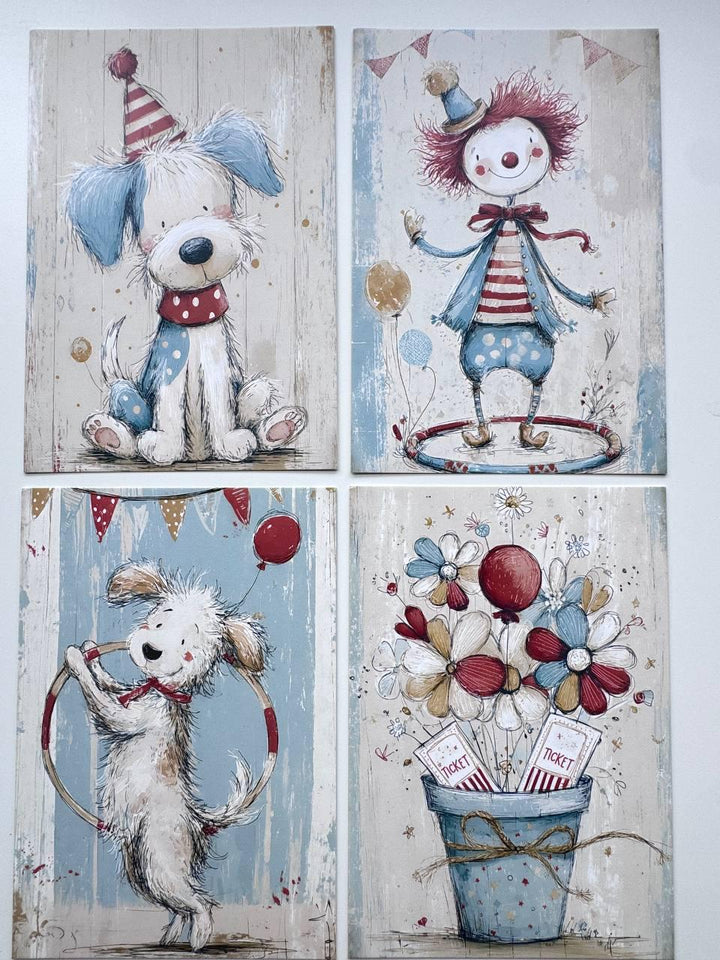 Set of 20 Vintage Circus Cards, Cute Animal Journal Cards, Circus Ephemera, Junk Journal Supplies, Scrapbooking Paper, Nursery Craft
