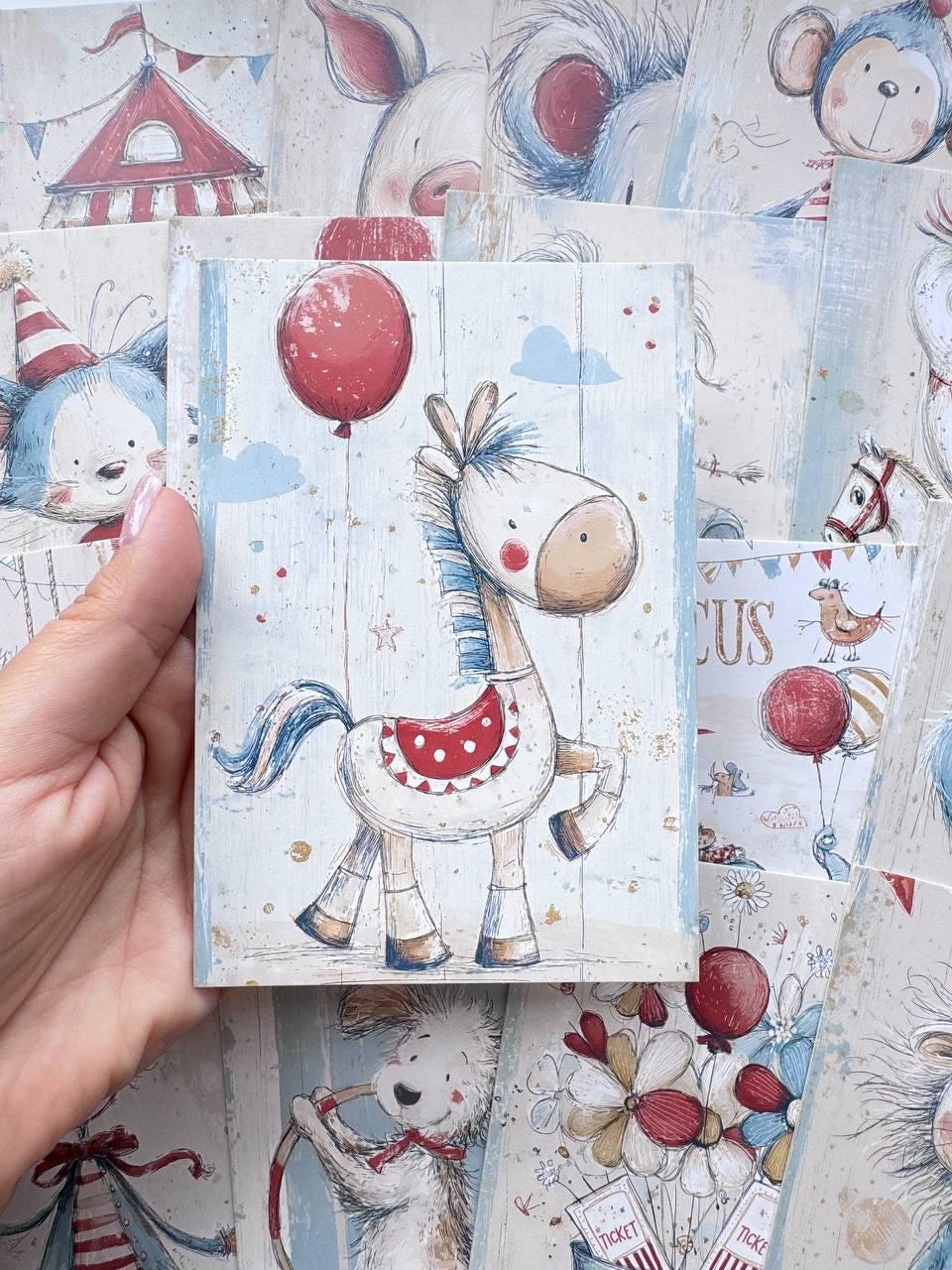 Set of 20 Vintage Circus Cards, Cute Animal Journal Cards, Circus Ephemera, Junk Journal Supplies, Scrapbooking Paper, Nursery Craft