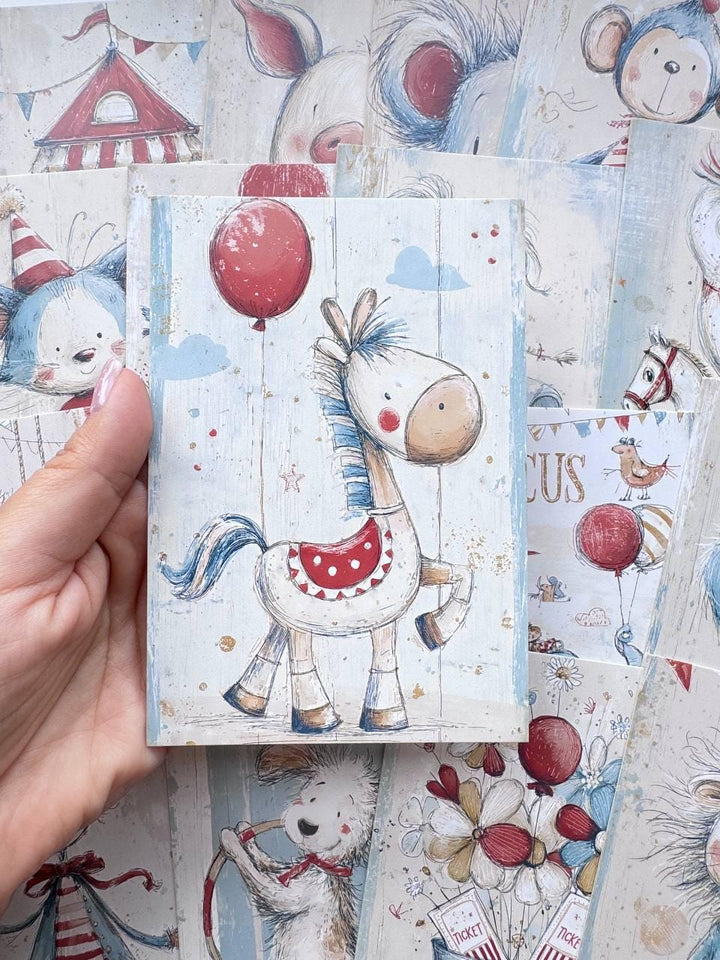 Set of 20 Vintage Circus Cards, Cute Animal Journal Cards, Circus Ephemera, Junk Journal Supplies, Scrapbooking Paper, Nursery Craft