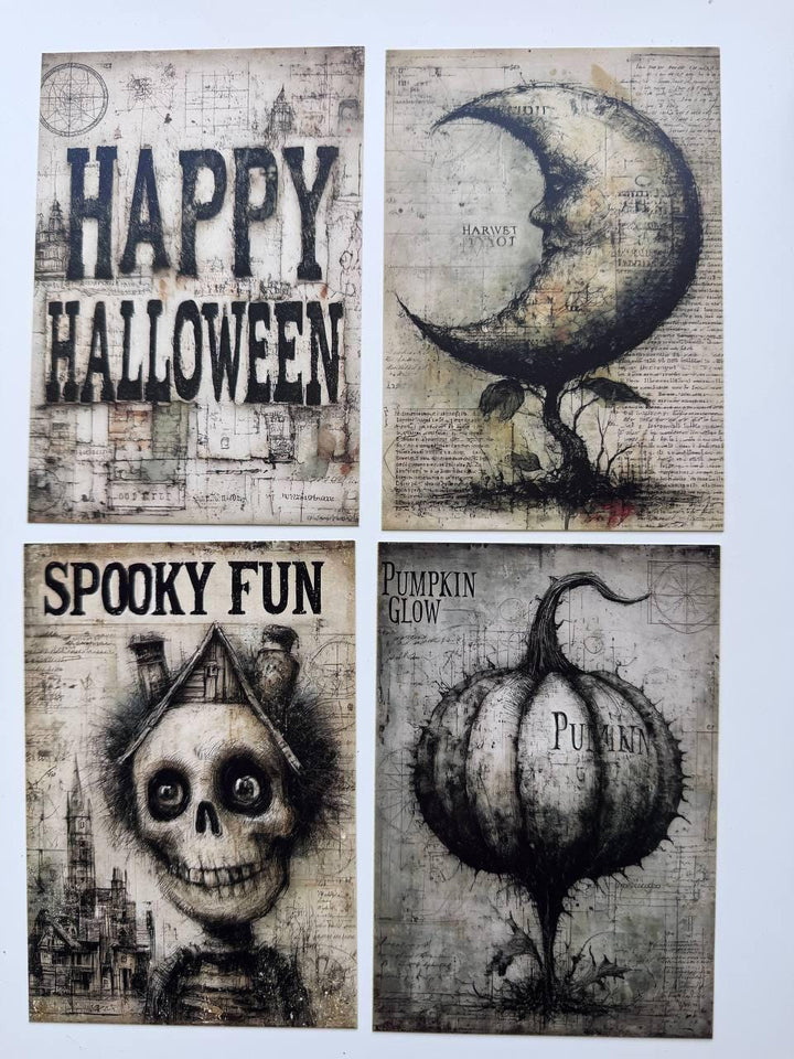 Set of 20 Spooky Halloween Cards, Gothic Journal Cards, Dark Halloween Ephemera, Junk Journal Supplies, Scrapbooking Paper, Witchy Decor